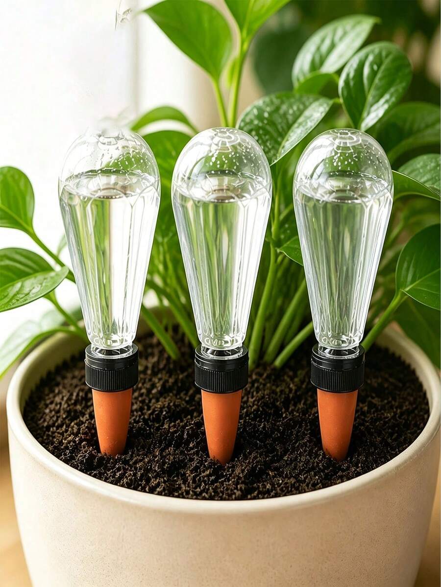 1/2/3pcs Large Capacity Transparent Diamond Automatic Watering Device, Clay Slow Release Anti-Clogging Seepage Watering Tool, Indoor Drip Irrigation Watering System, Potted Plants And Flowers Watering Device - Multicolor - View 1