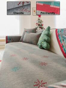 1PC Christmas Style Sofa Cover, Soft Comfortable Skin-Friendly, Can Be Spread Or Covered, Machine Washable Hand Washable, Pet Furniture Protector Sofa Cover, Suitable For All Seasons, Holiday And Daily Use For 2/3/4 Seater Sofa (Multiple Sizes Available) Autumn Decor, Room Decor, Back To School, School Supplies, - Grey - View 1