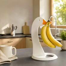 1pc Banana Holder Stand - Creative Goose-Shaped Hanging Hook Stands, Banana Hanger Hook Stand For Kitchen Counter. 3D-Printed Plastic Bananas Holder To Keep Bananas Fresh, Table Decor, Home Decor - White - View 1