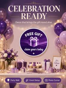 2D Flat Printed Text "Claim Free Gift Now" Round Metal Sign, Suitable For Mall Promotion, Home Decor, Halloween, Christmas Gifts - Multicolor - View 4