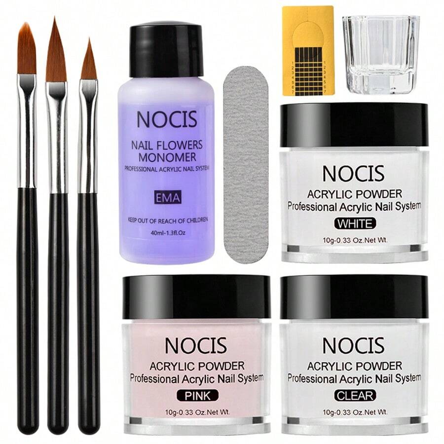 NOCIS 三色壓克力美甲套組,讓您輕鬆掌握 3D 設計,專業級套組無需光源,可打造驚艷效果、法式美甲與雕花美甲 - 彩色 - 查看 1