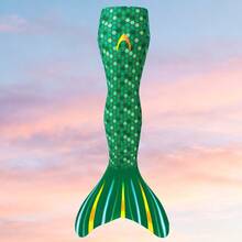 Girls' One-Piece Mermaid Tail Swimsuit With Fish Scale Print For Vacation, Outdoor And Beach - Green - View 2