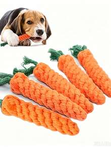 Durable Carrot-Shaped Dog Toy With Rope Knot - Interactive Teething Toy For Medium Dogs - Multicolor - View 1