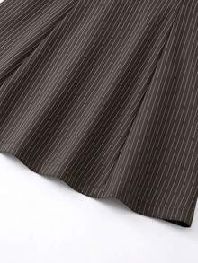 VINOVA Women's Business Casual V-Neck Pinstripe Sleeveless Mini Dress, Suitable For Office Commute Summer Professional Workplace Style Dress - Brown - View 7