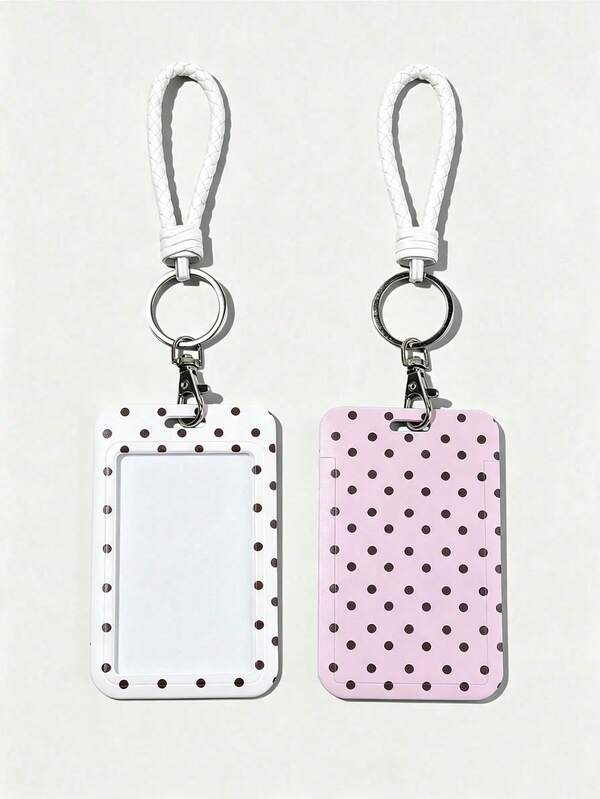 Polka Dot Pattern Fashion Personalized Retractable Card Holder, Keychain Pendant Bag Decoration, Student ID & Transit Card Protective Sleeve, Suitable For Office Workers And Students Daily Use