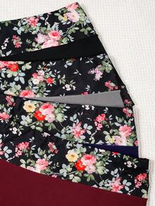 4pcs Women's Contrast Color Floral Print Comfortable Plus Size Mid-Waist Triangle Panties - Multicolor - View 6