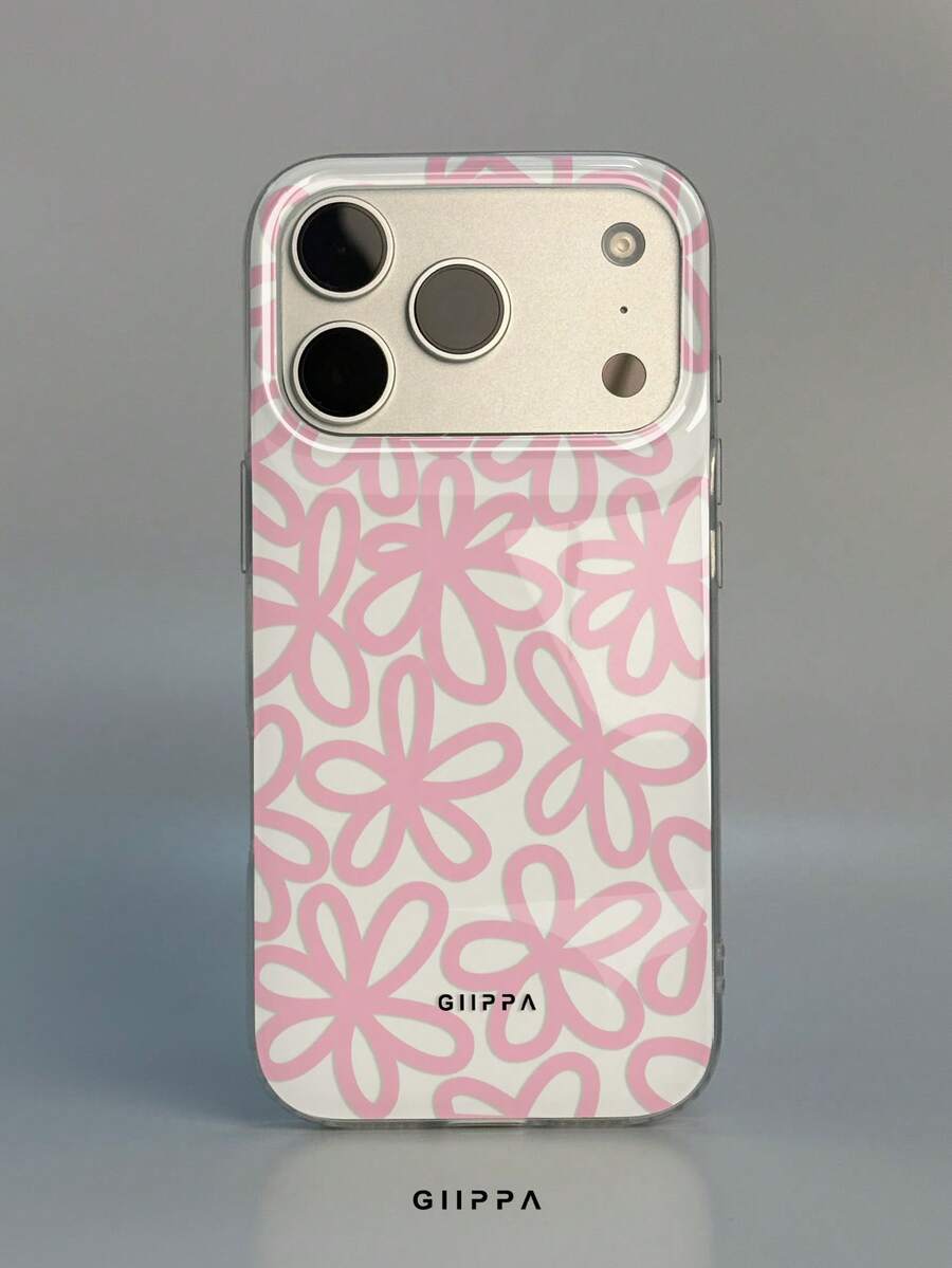 GIIPPA 1件粉色線條花卉圖案設計手機殼,適用於Phone 17 Pro Max,兼容Phone 16 Pro Max、15 Pro Max、14 Pro Max,韓系高端時尚趣味手機殼,適合11/12/13/14/15/16 Pro Max Plus,男女皆宜的優雅設計,聖誕節、情人節、復活節、婚禮季和生日送給女友的完美禮物! - 粉色 - 查看 1