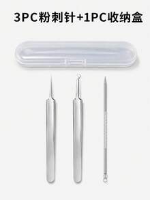 8PCS/4pcs Acne Needle Blackhead Cleaning Tool Set With Portable Storage Box, Stainless Steel Acne Cleaning Needle + High Precision Acne Tweezers Combination, Includes Ultra-Fine Straight Tip Tweezers, 125° Curved Tip Tweezers And Double-Ended Acne Needle - Multicolor - View 7