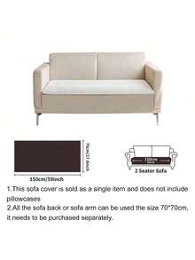 SANMOSPIN 1pc Solid Color Waterproof Sofa Cover, Non-Slip, Pet-Friendly, Simple Style, Non-Sticky, Suitable For Bedroom, Living Room, Office Home Decor, Fits Single, Loveseat, 3-Seater, 4-Seater And Sectional Sofas - Multicolor - View 51