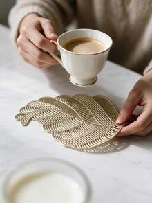 12pcs, Gold Hollow PVC Drink Coasters, Washable Table Accessories, Non-Slip Tableware Mats, Breathable Heat Dissipation Cup Holders, Lightweight And Easy To Store, Suitable For Restaurants, Cafes, Homestays, Compatible With Afternoon Tea, Holidays, Parties, Gatherings, Birthdays, Weddings, Dinner Parties. - Multicolor - View 15
