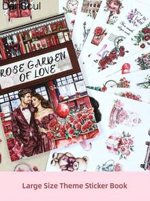 DanSoul 20 Sheets Large Size Romantic Valentine's Day Theme Adult Planner Stickers, Pre-Cut 3 Materials Waterproof Matte PET And Paper Sticker Set, Aesthetic Scrapbook DIY Handmade Art Project Material - Journaling Stickers - View 11