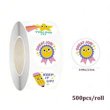 500pcs/Roll Cartoon Motivational Stickers, Classroom Atmosphere Enhancement Stickers, Inspire Learning Desire - Multicolor - View 7