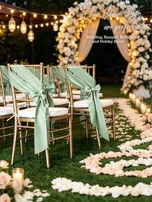 50pcs Satin Chair Sash Bows, Universal Chair Covers Suitable For Wedding Reception, Dining Room, Party, Hotel Events Decoration (5.9 X 102 Inches) - Multicolor - View 6