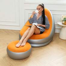 Inflatable Chair With Footstool, Adult Flocked Inflatable Sofa, Comfortable Inflatable Air Cushion Chair, Waterproof Portable Inflatable Sofa, Camping Inflatable Sofa - Chair - View 12
