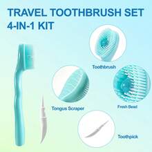 20pcs Disposable Mini Toothbrush With Toothpaste, Portable Waterless Use, 4-In-1 Design With Tongue Scraper And Toothpick, Fresh Breath, Suitable For Travel, Camping And Carrying - Multiple Flavors/various Styles - View 3