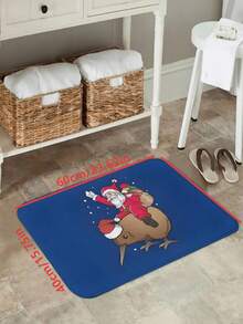 1pc New Santa Claus Riding Exotic Bird Floor Mat, Suitable For Living Room, Bedroom, Indoor - Machine Washable - Flannel Material, Delicate Texture, Comfortable To Skin, No Pilling, Easy Care, Odorless - Perfect For Home Decor, Room Decor, Living Room Rug, Bedroom Rug, Bathroom Rug, Kitchen Rug, Area Rug, Hotel Decor - Area Rug, All Season - Multicolor - View 14