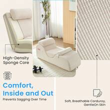 Modern Corduroy Adjustable Lounge Sofa, Washable Fabric Couch With Solid Wood Frame For Home Use - Beige - View 4