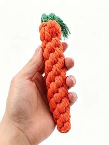 Durable Carrot-Shaped Dog Toy With Rope Knot - Interactive Teething Toy For Medium Dogs - Multicolor - View 3