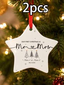 Custom First Christmas Mr & Mrs Ornament 2026, Personalized Name And Date Tree Decor, Romantic Holiday Keepsake, Customized Couple Christmas Decoration, Customizable Wedding Ornament, Newlywed Gift, Christmas Home Decor, The First Christmas, Friend - Style B - View 8