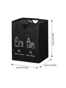 1pc Large Capacity Foldable Thickened Tear-Resistant Sponge Handle Trash Can, Space-Saving Storage, Suitable For Home, Office, Kitchen Storage Box, Foldable Sorting Recycling Bag, Household Large Capacity Storage Bin, Glass Metal Sorting Trash Can - A - View 10