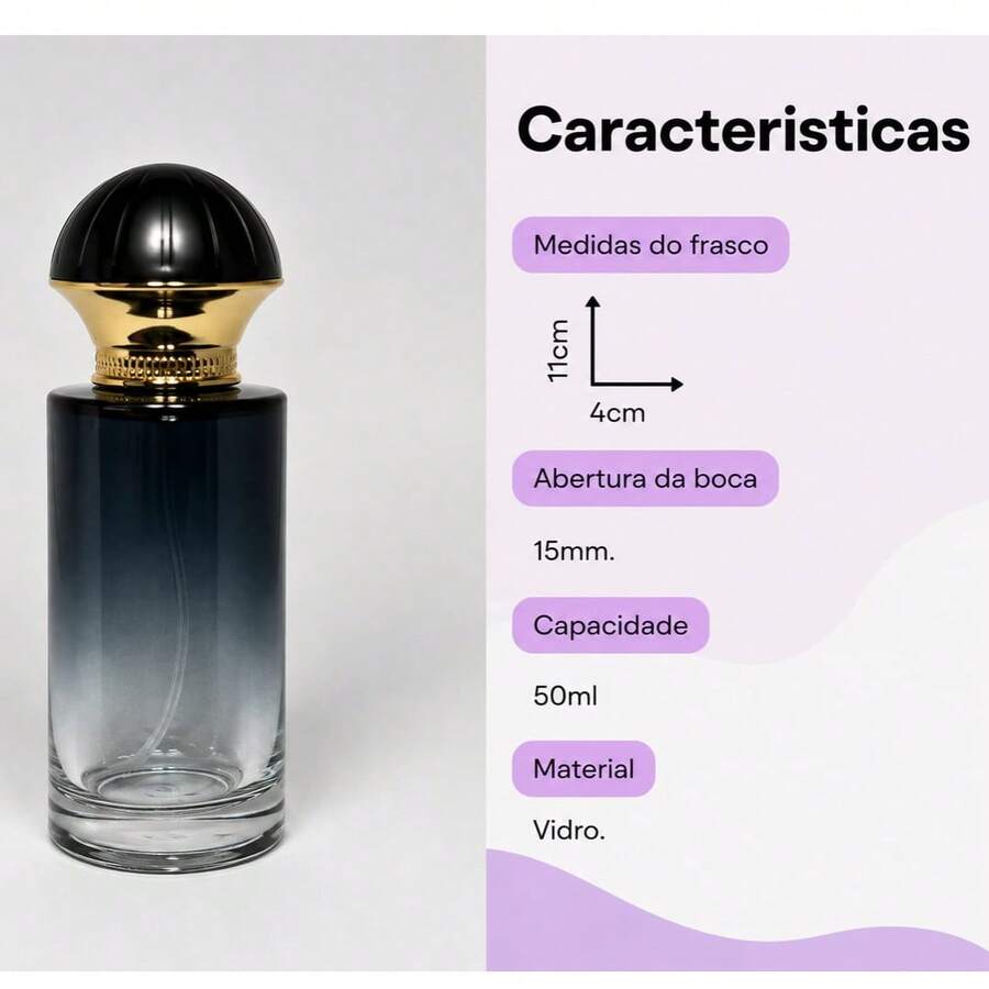 Vidro 50ml Perfume Preto com Valvula Spray  R.2991 - 1PC - Visão 1