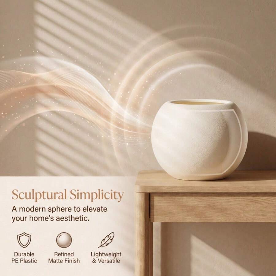Nordic Round Matte Flower Pot, Indoor Desktop Small Potted Plant Thickened Plastic Planter - A - View 1