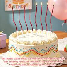 6-12pcs Spiral Cake Candles, Twisted Long Birthday Cake Candles, Cake Decoration, Baking Supplies - Multicolor - View 4