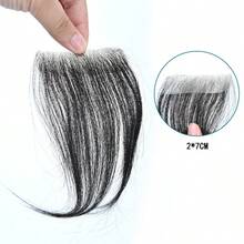 Unisex Front Hairline Bangs & Sideburns Hair Piece, Invisible Bald Spot Cover Hair Patch For Men - Black - View 16