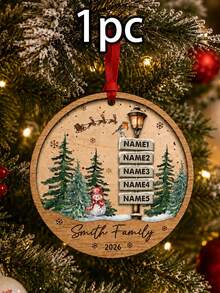 Custom Wooden Family Name Christmas Ornament, Personalized 2-5 Names Winter Signpost Decor, Rustic Snowman Forest Style, Customized Door And Wall Hanging, Customizable Christmas Tree Ornament, 2026 Family Keepsake, Wood Street Sign, Holiday Gift - Style C - View 8
