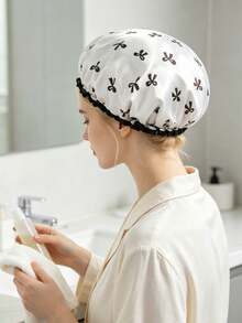 Double Layer Women's Waterproof Shower Cap, Suitable For Bathing, Home, Kitchen Smoke Protection, Shower Cap - Multicolor - View 2