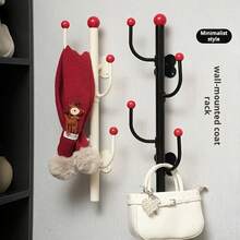 Wall-Mounted Coat Rack, Clothes Hanger For Bedroom, Office, Living Room, Home Use, Door-Back Storage Hooks - Multicolor - View 4