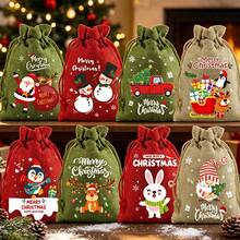 1pc Colorful Christmas Linen Gift Bag,Santa Claus Drawstring Pouch,Suitable For Holiday Party Gifts And Jewelry Storage,Perfect For Christmas And New Year Party Supplies - Multiple Styles - View 5