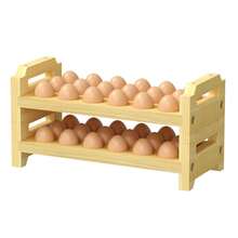 Egg Holder Countertop, 2 Tier Stackable Wooden Egg Holder For 36 Eggs, Egg Stand With Handle For Kitchen Organizer, Fits Quail, Duck, Turkey, Chicken Eggs - 2 Pack - View 2