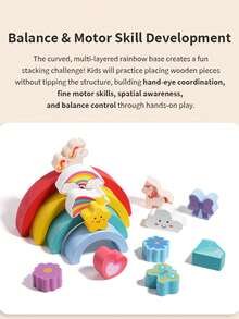 Rainbow Stacking Balance Blocks, Durable And Anti-Drop, Parent-Child Battle Game For Fine Motor Skills Development - Multicolor - View 10