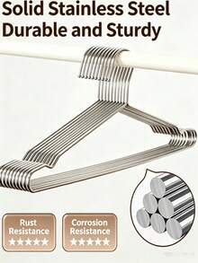 40pcs Stainless Steel Hangers, 42cm/16.5in Non-Slip Metal Hangers, Space-Saving Closet Storage, Rust-Resistant And Durable, Suitable For All Types Of Clothing, For Home, Dorm, Rental, Wardrobe, Back To School - Default - View 7