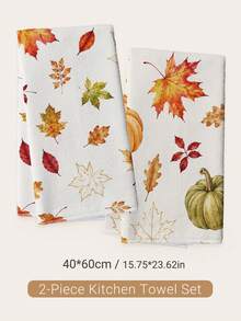 2PCS Kitchen Towels Autumn Pumpkin Leaf Seamless Pattern, Minimalist Style Superfine Microfiber Material Soft Kitchen Towels Dish Cloths, Hand Towels, Tablecloths, Kitchen Decor, Kitchen Cleaning, Bathroom Cleaning, Holiday Party Decor, Kitchen & Bathroom Supplies Home Essentials, Home Decor, Housewarming Gift - White - View 11