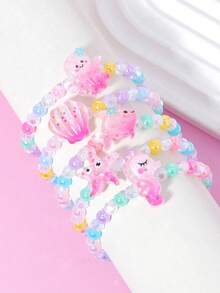 4/5pcs/Set Girls Cute Resin Ocean Animal Beaded Bracelet Set, Suitable For Daily Wear, Holiday Party Gifts For Kids - one-size - View 1
