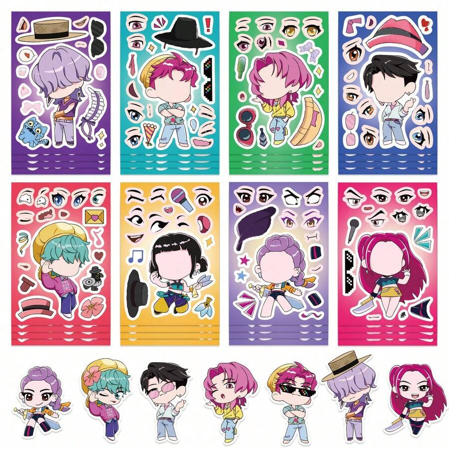 8pcs K-Pop Girl Group Interactive Decorative Stickers, Designed For Fans, Can Decorate Notebooks, Computer Cases, Rich Patterns Support Multiple Collage Playstyles, Balancing Decorative Effect And Interactive Fun, Practical DIY Craft Material, Excellent Decoration Effect For Personal Use, Also A Great Birthday Gift, Ideal For Halloween And Christmas Holiday Gifts - Multicolor - View 1