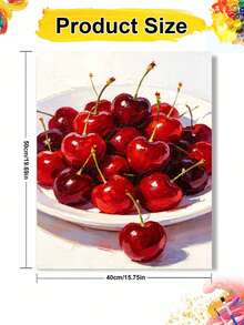 1pc Oil Painting By Numbers Kit, Cherry DIY Art & Craft, Home Wall Decor, Canvas Oil Painting Decoration, Holiday Gift Includes Paintbrushes And Paints. - Sets - View 10