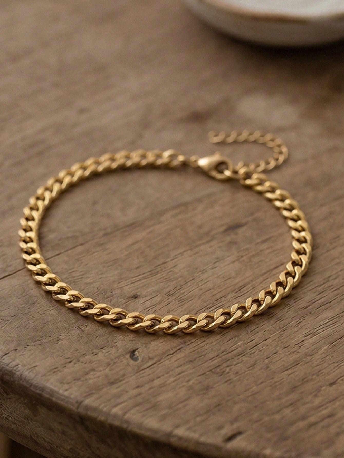 1pc Minimalist Punk Cuban Link Thick Chain Anklet - Gold - View 1