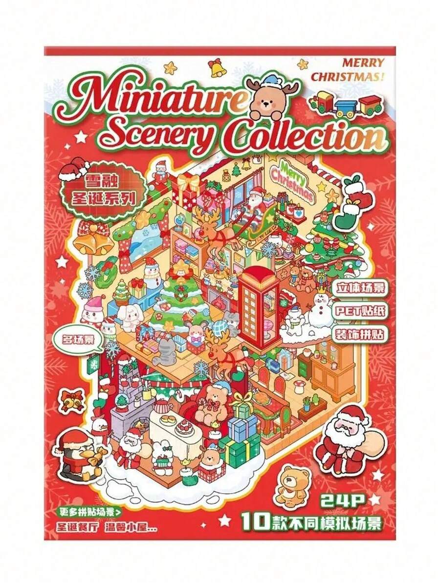 Stiker Adegan Miniatur 6-in-1 DIY Stiker Adegan Rumah 3D untuk Anak-anak, Penghilang Stres, Fokus Tenang