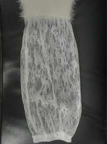 Fashion Design Contrast Lace Long Sleeve Round Neck Sweater Women Soft Fuzzy Pullover Top - White - View 4