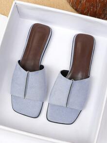 Sandal Datar Wanita Musim Semi Musim Panas Baru Serbaguna Sol Lembut Sandal Pantai Modis Sandal Romawi - Biru - View 1