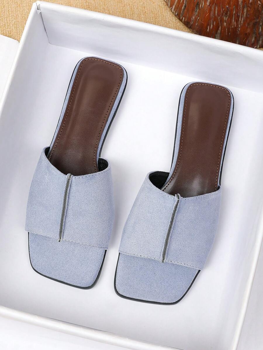 Sandal Datar Wanita Musim Semi Musim Panas Baru Serbaguna Sol Lembut Sandal Pantai Modis Sandal Romawi - Biru - View 1