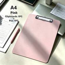 A4 Macaron Color PS Clipboard With Side Ruler Scale, Metal Strong Clip Writing Pad, Retractable Pen Included, Document Paper Organizer For Student Teacher Office Home School Stationery - Sets - View 18