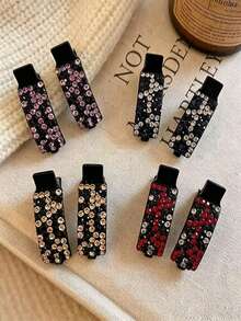 8pcs Exquisite Rhinestone Bangs Hair Clips, Premium Forehead Hair Clips, Side Hair Clips, Princess Hair Accessories, Beach Vacation Daily Wear Hair Accessories, Women's Gift - Multicolor - View 9