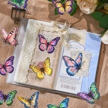 Cute Rainbow Watercolor Butterfly Sticker Pack 50Pcs, Waterproof Pastel Bug Vinyl Stickers For Back To School Journal, Notebook & DIY Craft Projects, PET Transparent Stickers - Multicolor - View 5