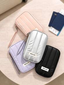 1 buah/3 buah Dompet Paspor Perjalanan Berbahan Quilted, Kantong Pengorganisasi Dokumen dengan Resleting dan Slot Kartu Ganda, Tempat Kartu Perjalanan Portabel dengan Tali Pergelangan Tangan, Kotak Penyimpanan Ringan untuk Paspor, Kartu Identitas, Tiket, Uang Tunai, Aksesori Perjalanan Praktis untuk Perjalanan & Liburan - MultiWarna - View 7