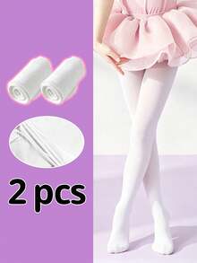 2pcs/Pack Solid Color Fashion Children's Dance Practice Tights, Soft And Comfortable Elegant Tights, Suitable For All Seasons, Multiple Colors Available - Multicolor - View 15