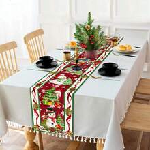 The Grinch Christmas Table Runner, Green-Haired Monster, Snowman, Linen Table Runner, Tablecloth, Christmas Party Atmosphere Decoration, Perfect Party Decoration, Family Decoration Accessories - Multicolor - View 3
